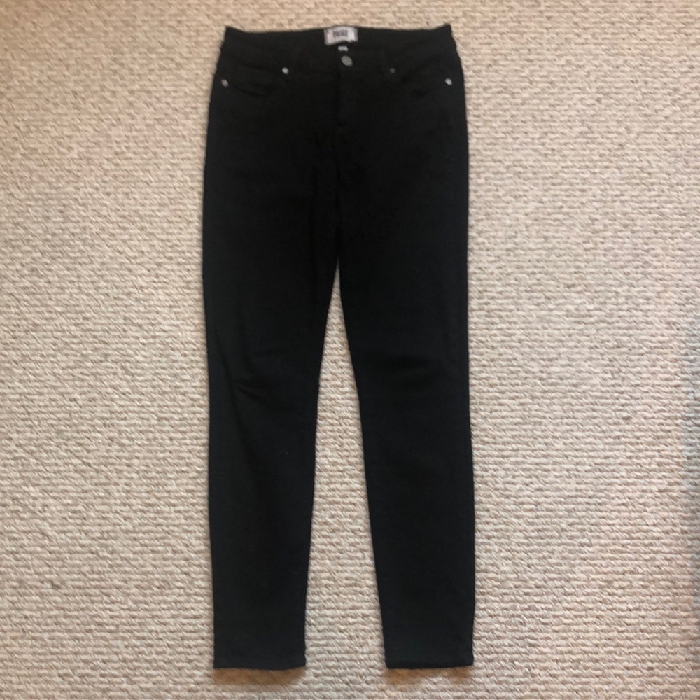 Paige Verdugo Ultra Skinny black jeans, size 27, stretchy mid-rise